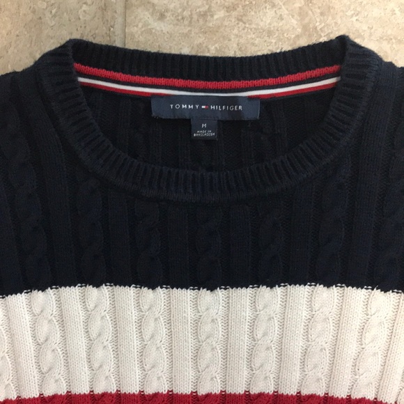 EUC! Tommy Hilfiger Blue,red, & off white womans sweater. Size medium. - Picture 2 of 4